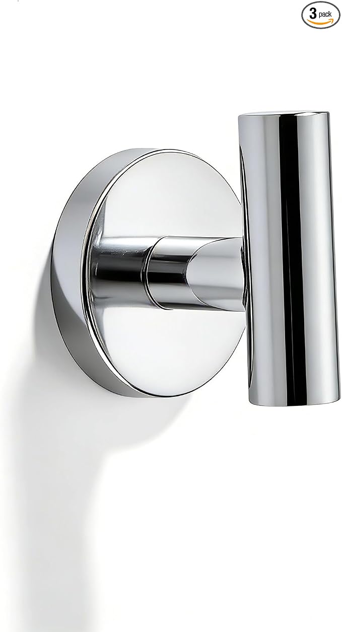 Wall Mounted Bathroom Towel Hooks for Hanging Clothes,Hat,3 Pack Polished Chrome Coat Hook Robe Hooks.Suitable for Hotels and bathrooms.