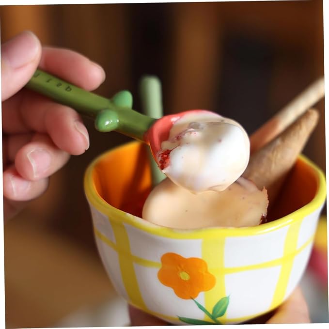 Ceramic Flower Measuring Spoon Set,Decorative FlowerPot Measuring Spoons and Cup Set in Pot, Flower Baking Scale Spoons with Base for Dry and Liquid Ingredient, 1/4 Tsp,1/2 Tsp,1Tsp,1Tbsp (2*Pink)