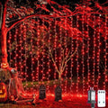 JMEXSUSS 300LED Red Curtain Lights for Halloween Christmas Decor, 9.8x9.8ft