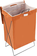 X-Frame Collapsible Laundry Basket, Foldable Dirty Clothes Basket w/Lid, Laundry Hamper Washing Bin for Bathroom, Bedroom, Dorm (Brown B)
