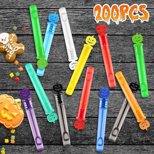 200PCS Halloween Party Favor, Bubble Wands for Kids, Trick or Treat Toys