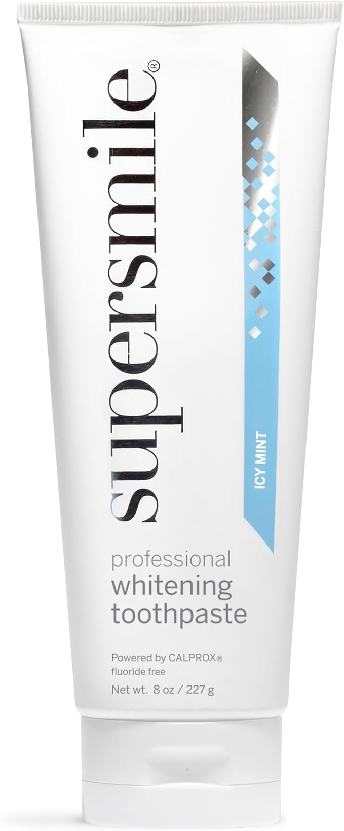 Supersmile ICY Mint Whitening Toothpaste, Fluoride-Free, 8 Oz | Calprox® Powered, Whitens 5.5 Shades in 7 Days, Frosty Peppermint Menthol Crystals, Veneer Safe, Sensitivity-Free