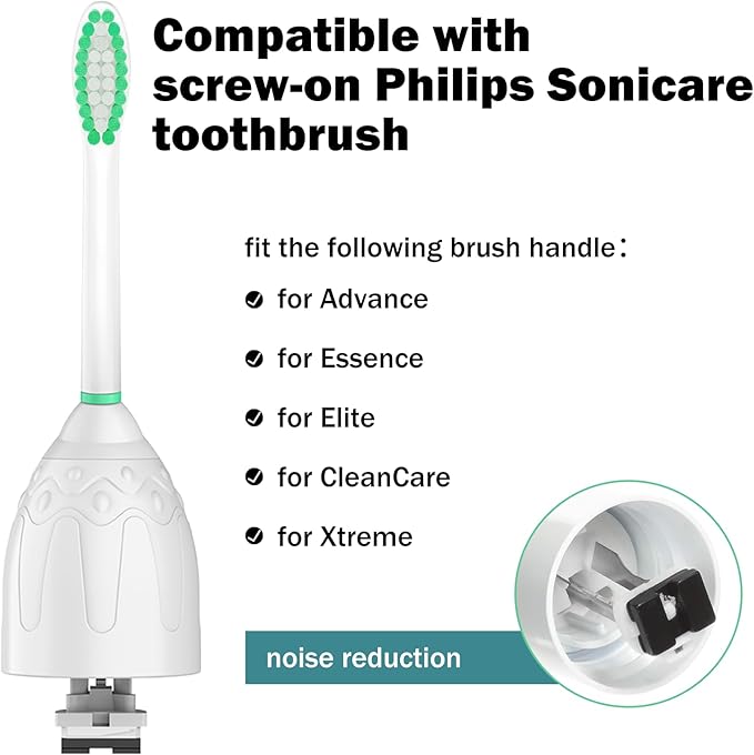 Replacement Toothbrush Heads for Philips Sonicare E-Series/Essence/Xtreme/Elite and Other Screw-on Electric Toothbrush Models, 8 Pack, Dupont Bristles with Protective Cover