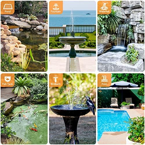 POPOSOAP 30W Solar Fountain Pump with 430GPH Flow, 7 Water Spray Heads & 16.4ft Cable, Solar Pond Pump with Adjustable Flow Valve & Dry Run Protection for Garden, Birdbath, Water Feature P130C