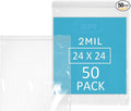 GPI - 24" x 24" Extra Large Reclosable Zip Bags - 4 Mil Heavy-Duty - Pack of 50 - Clear Plastic Zipper Lock Bags, Resealable Poly Baggies For Clothing, Tools, Travel, Storage & Packaging.