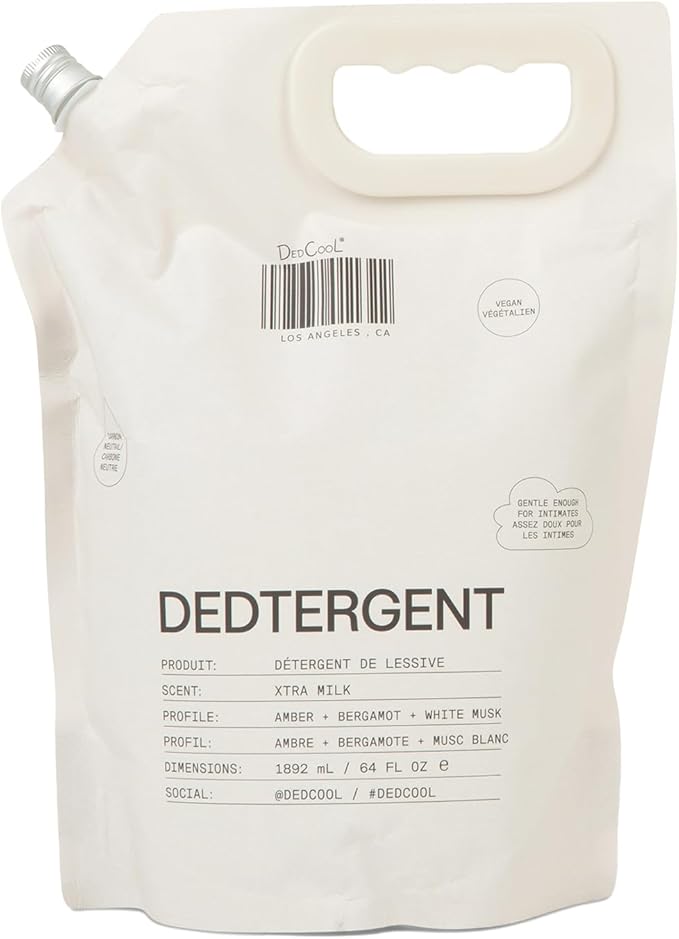 DedCool Liquid Laundry Detergent in Xtra Milk | Luxurious Scent | Stain-Removing Formula | Infused with Natural Essential Oils | Non-Toxic | Up to 120 Washes | 64 fl oz