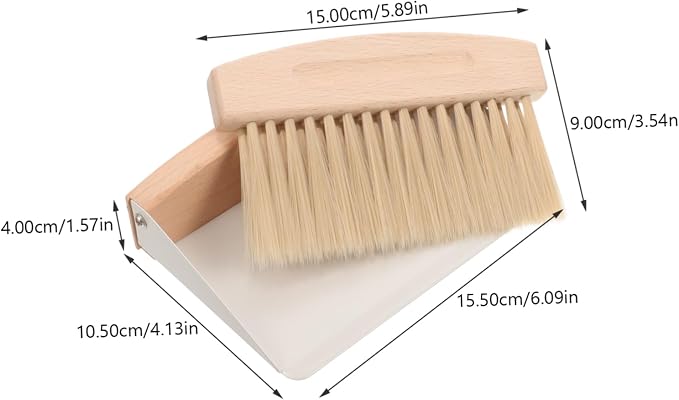 2 Sets Mini Broom Dustpan,Whisk Broom and Dustpan Set Wood Keyboard Brush for Cat Litter, Kitchen,Table,Cars(White Shovel Nylon)
