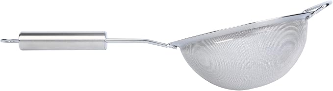 Restaurantware 17 in Stainless Steel Fine Mesh Strainer - German Standard Sieve Sifter with Ergonomic Handle, Dishwasher Safe - Reinforced Metal Food Strainer for Quinoa, Soup, Sauce, Baking