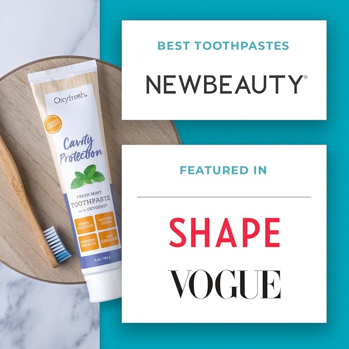 Oxyfresh Premium Cavity Protection – Fresh Mint Fluoride Toothpaste | Unique Non-Staining Fluoride Helps Keep Teeth White – Helps Fight Cavities, Plaque & Tartar – Strengthen Sensitive Enamel