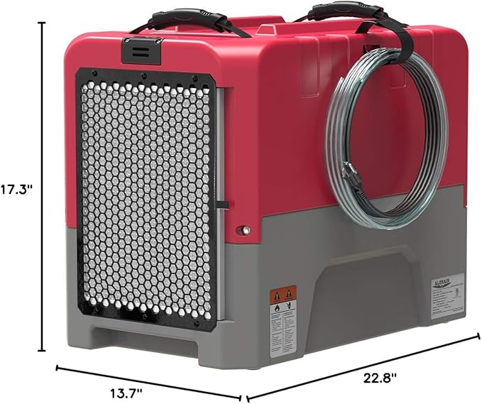 ALORAIR LGR Commercial Dehumidifier with Pump Drain Hose, 180 Pint Large Capacity Crawl Space Dehumidifier for Water Damage Restoration, Basements Warehouse & Job Sites, 6 Years Limited Warranty, Red