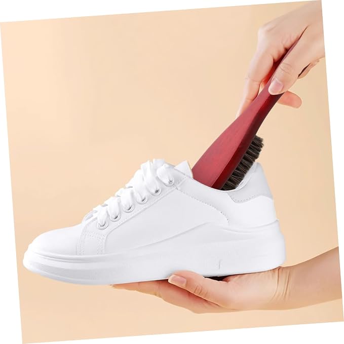 NOLITOY 4pcs Handle Horsehair Shoe Cleaning Brush for Versatile Scrub Brush for Shoes Clothing and Laundry and Easy to Use Cleaning Tool