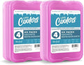 Cool Coolers by Fit & Fresh 4 Pack XL Slim Ice Packs, Quick Freeze Space Saving Reusable Ice Packs for Lunch Boxes or Coolers