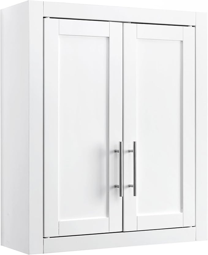 Crosley Furniture Savannah Wall Mounted Bathroom Storage Medicine Cabinet with Shelves, Snow
