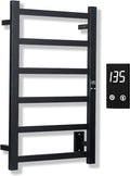 Topdattion Electric Towel Warmer | Super Thin | with Timer & Temperature Multi-Level Adjustments | Hardwired & Plug-in | 6 Bar | Matte black Finish
