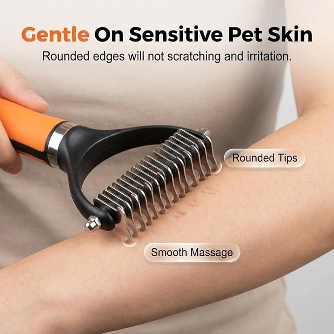 2026 Upgraded Double-Sided Pet Grooming Tool, Dog Deshedding Comb for Dogs Cats, Pet Grooming Brush for Long Thick Curly Hair, Home Deshedding Tool for Mats Tangles Knots and Loose Fur (2 Sets)