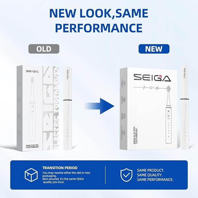 SEIGA Sonic Electric Toothbrush for Adults, Rechargeable Travel | Protective Cover,5 Modes &3 Intensities,60-Day Battery Life,Magnetic Wall Mount,Smart Timer,USB-C Charging,IPX7 Waterproof
