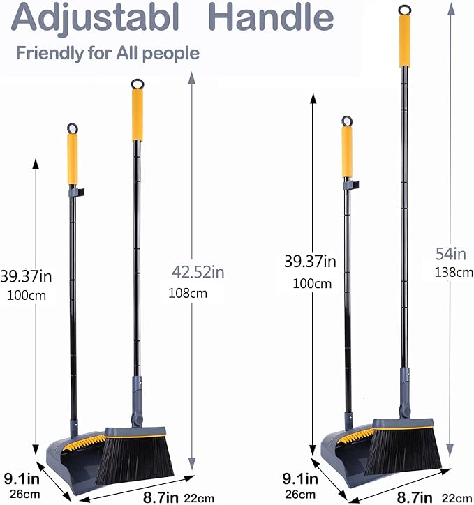 JEHONN Carpet Floor Sweeper Manual with Horsehair, Broom and Dustpan Set for Home
