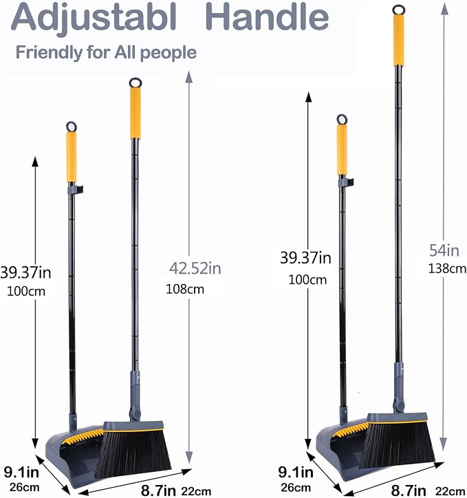 JEHONN Carpet Floor Sweeper Manual with Horsehair, Broom and Dustpan Set for Home