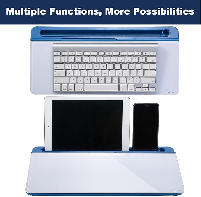 TSJ OFFICE Desktop Whiteboard Dry-Erase-Board - Computer Keyboard Stand White Board Surface Pad with Drawer, Desk Organizers with Accessories for Office, Home, School Supplies - Blue