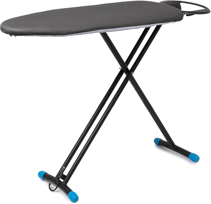 NUVO 36" Black Ironing Board with Iron Rest, Hanging Hook & Silicone Pad | Compact 36-inch ironing board with sturdy legs, 4-layer cover pad, iron rest, hanging hook, and silicone pad for easy storage