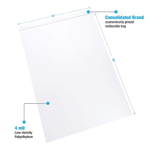 LK Packaging 13" x 18" 4 mil Single Track Zipper Bags, Pack of 500