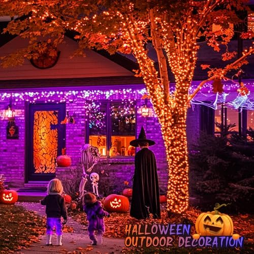 JMEXSUSS 168ft 600 LED Halloween Decor Lights Outdoor Clear Wire