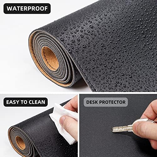 AFIING Cork Desk Mat, Black,23.6" x 13.7", Desk Pad Protector