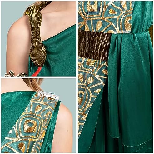 Spooktacular Creations Girls Medusa Costume, Child Green Medusa Dress with Headpiece Armlet for Kids Halloween Role Play