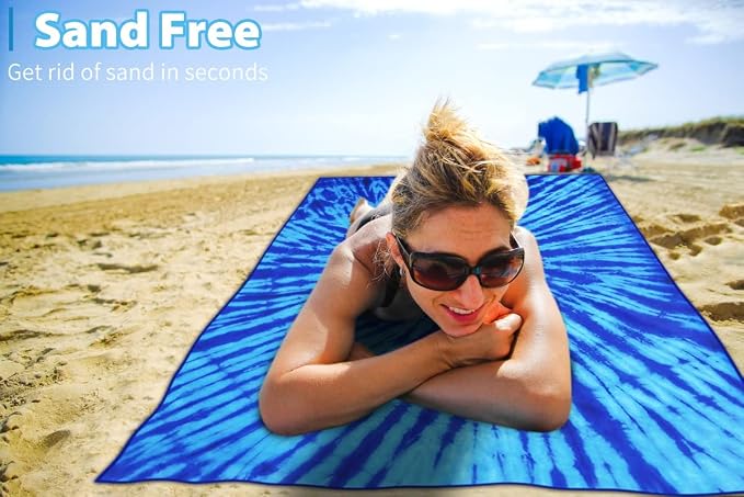TwoYek Microfiber Beach Towel Extra Large 71x32 inches Blue Tie Dye Print | Thin Lightweight, Sand Free, Super Absorbent Quick Dry, Oversized for Travel Pool Swim Bath Accessories Vacation Essentials
