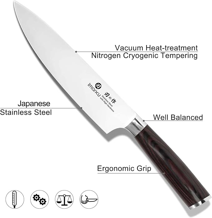 imarku Japanese Chef Knife-Sharp Kitchen Knife 8 Inch, Gift for Mom & Dad | Chef's Knives HC Steel Paring Knife, Unique Gifts for Men and Women, Kitchen Gadgets with Gift Box, Gyutou Knives