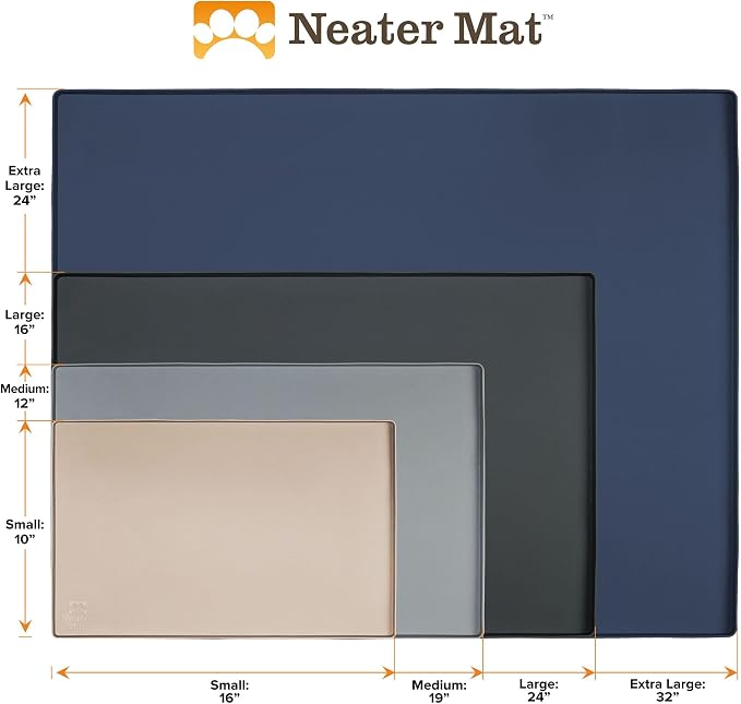 Neater Pet Brands Neater Mat Pet Mats for Food and Water, Cat & Dog Bowl Mat Waterproof Silicone, Feeding Tray, Dog Food Mats for Floors, Placemat w/Raised Edge for Under Bowls, 32" x 24", Aquamarine