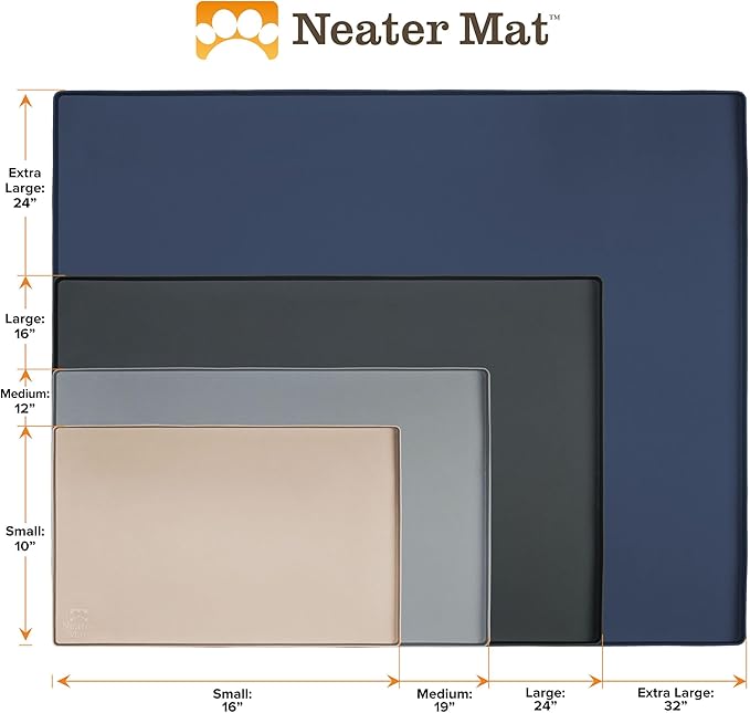 Neater Pet Brands Neater Mat Pet Mats for Food and Water, Cat & Dog Bowl Mat Waterproof Silicone, Feeding Tray, Dog Food Mats for Floors, Placemat w/Raised Edge for Under Bowls, 32" x 24", Cappuccino