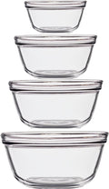 Anchor Hocking 4 Piece Glass Mixing Bowls Set – Durable, Microwave, Oven, and Dishwasher Safe – Perfect for Prep, Mixing, Serving, and Storage – Made in USA