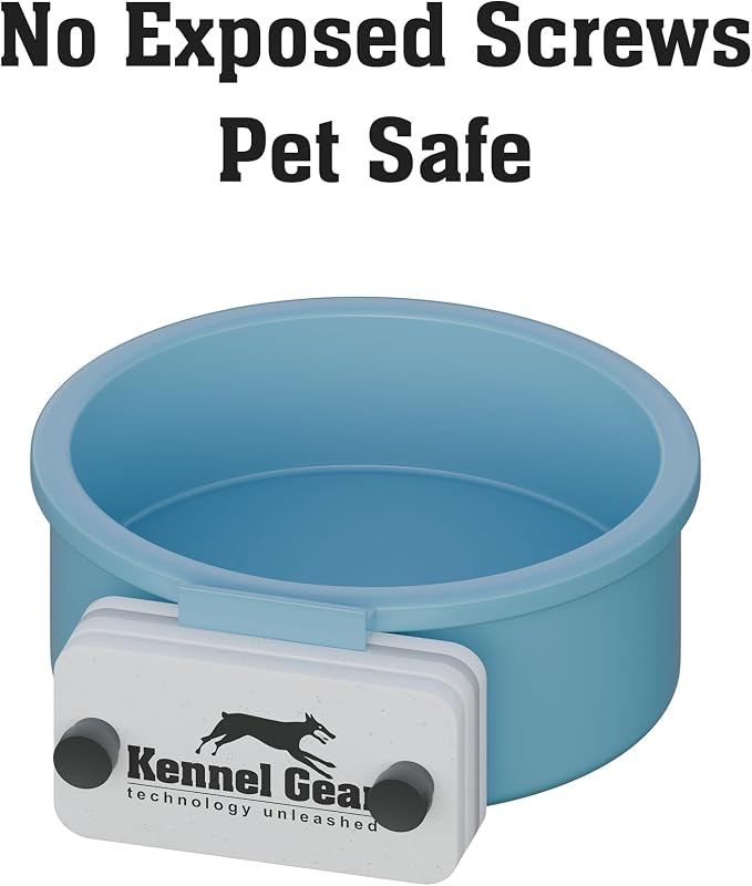 Dog Crate Water Bowl No Spill, 20oz Food-Grade Polypropylene Feeder (Light Blue)