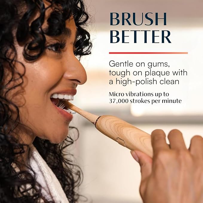Better & Better Bamboo Sonic Electric Toothbrush | 37,000 VPM | Plant-Based Bristles, No Microplastics | 4 Modes, 2-Min Timer | Rechargeable | Soft, Eco-Friendly | Safe for Braces & Sensitive Gums