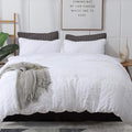AveLom White Duvet Cover Queen Size, Textured Seersucker Duvet Cover Set, Soft Washed Microfiber with Zipper Closure and Corner Ties, 3 Pieces, 90" x 90" Duvet Cover & 2 Pillowcases
