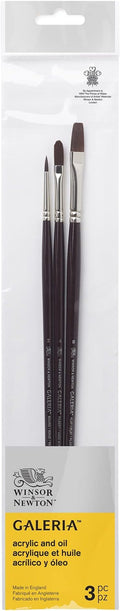 Winsor & Newton Galeria Acrylic Brush Pack, Long Handle, 3 Pack, #2