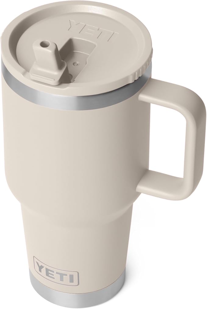 YETI Rambler 30 oz Travel Mug with Flip Straw Lid – Stainless Steel, Vacuum Insulated, Leakproof, Cup Holder Friendly, Cape Taupe