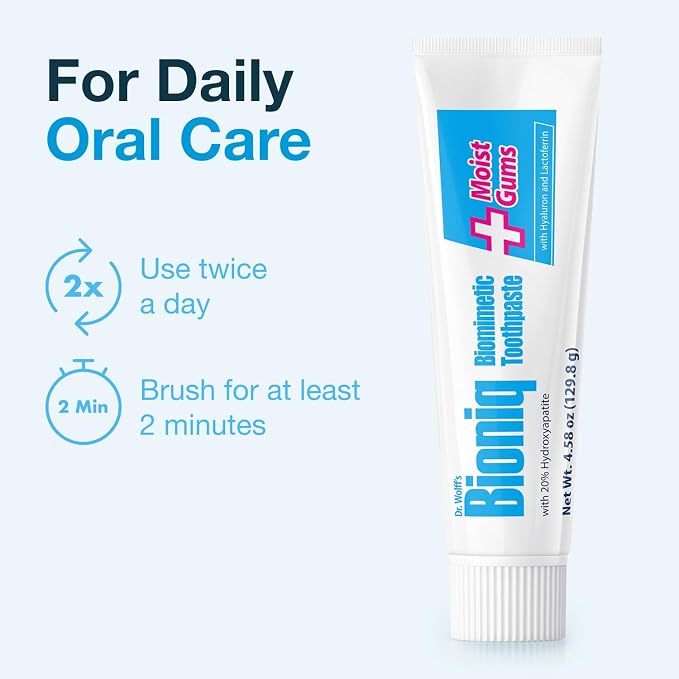 Bioniq Plus Moist Gums 20% Hydroxyapatite Toothpaste 4.63 Oz | bioHAP and Fluoride Free Toothpaste for Daily Use, Clinically Tested, Expert for Enamel and Gum Care, 4.63 Oz 1 Pack