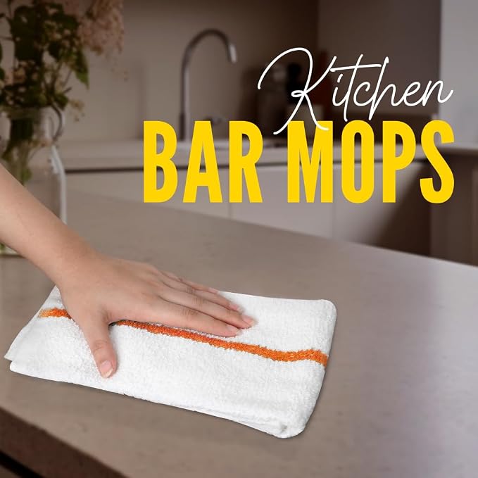 Avalon Towels Terry Bar Mop Towels (Value Pack of 36) Size 16"x19" – Absorbent and Durable, Multipurpose Cleaning Rags, Cotton Cleaning Cloths, Terry Cloth Rags, Reusable Shop Rag