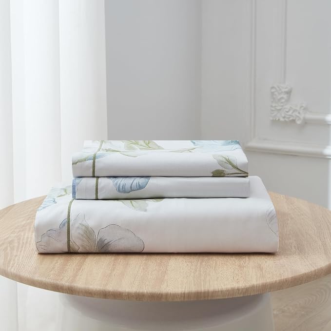 OAITE Duvet Cover Set King Size Floral Pattern 500 Thread Count Ultra Soft 100% Cotton Duvet Cover Sets 3-PC, Breathable Duvet Cover with Zipper Closure & Corner Ties