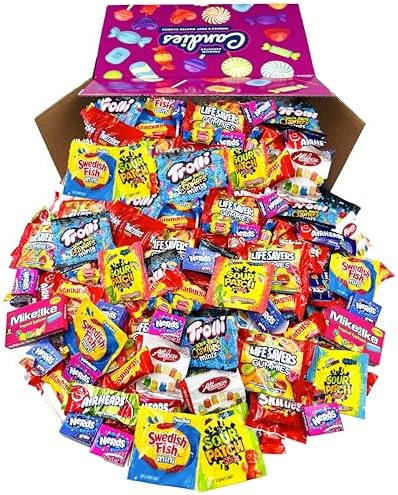 HUGE Assorted Candy PARTY MIX BOX 6.50 LBS/104 OZ Over 255 Individually Wrapped Candies of All Time America's Most (104) (Pack of 2)