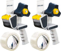 Excell EC-206 Safeguard Packing Tape Dispenser, 2" Wide, 3" Core, 2 Pack | Retractable Blade Cover for Safety, one-Hand use. Ideal for Shipping and Carton Sealing - Includes Tape Roll