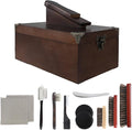 Shoe shine box kit,vintage wooden shoe polish box,storage box,shoe shine brush,Shoe Care kit for Leather shoes products Accessories.essentials shoe shine Care & Cleaning tools Gift for men&women.