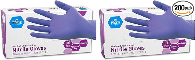 MED PRIDE Powder-Free Nitrile Exam Gloves,Large,Large,(Pack of 200)