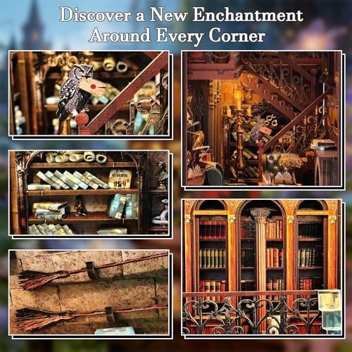 OZJAY Book Nook Kit with LED, DIY Miniature House Kit Bookshelf Decor