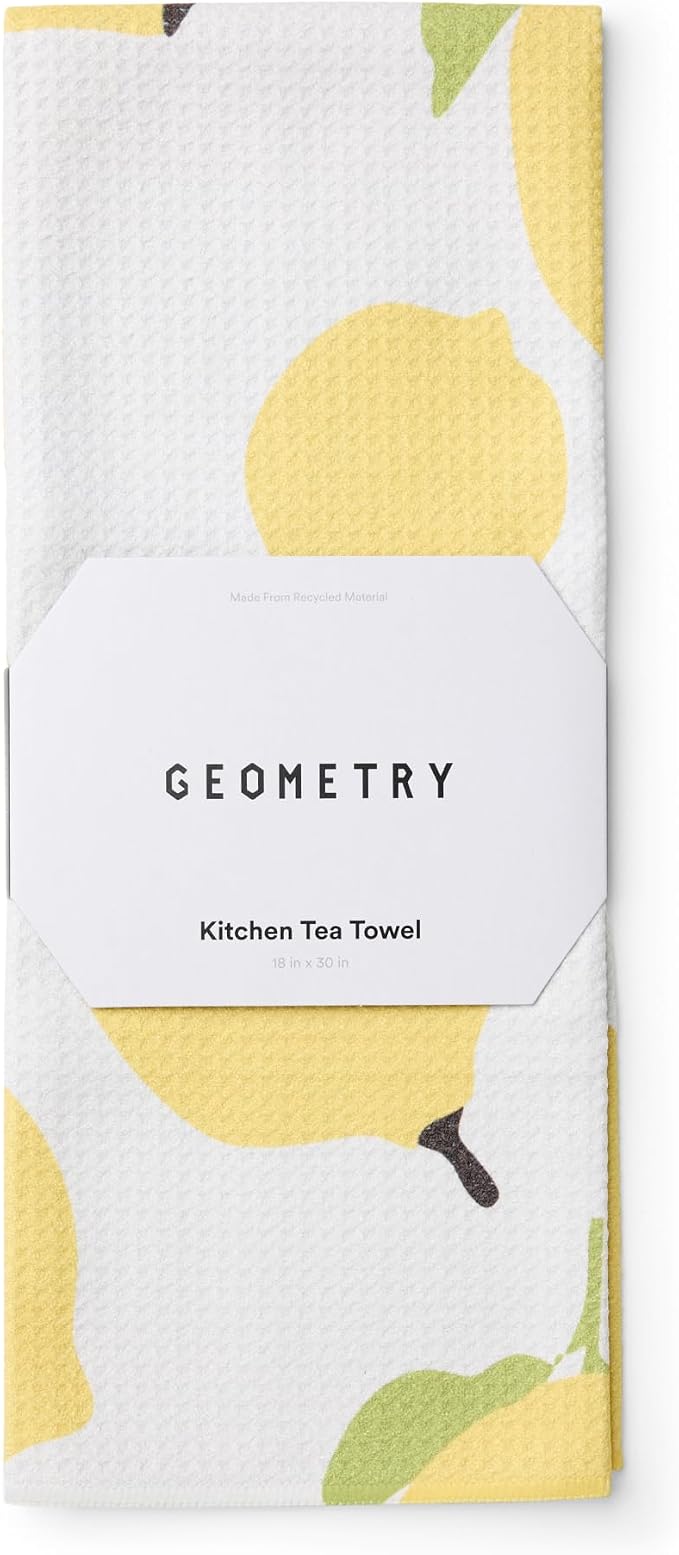 GEOMETRY Kitchen Tea Towels - Quick Dry Microfiber Dish Towels for Kitchen Sunny Lemons, 18" x 30" 1 Pack