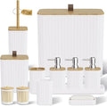 Bathroom Accessory Set - White Bathroom Set, 12PC Bathroom Accessories Set, White Bathroom Accessories Set, Mini Trash Can, Toilet Brush, Trash Can & Soap Dispenser