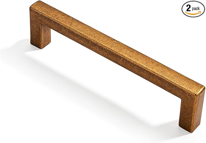khtumeware 2 Pack 6 inch(152mm) Hole Center Antique Brass Cabinet Pulls Solid Heavy-Duty Square Cabinet Handles Drawer Pulls Kitchen Cabinet Hardware Kitchen Handle