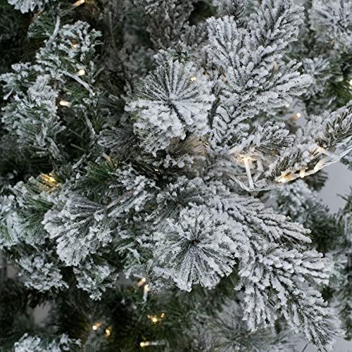 Vickerman 14' Flocked Sierra Fir Artificial Christmas Tree - Pure White LED Dura-Lit Lights - Snow Covered Faux Tree - Seasonal Indoor Home Decor - Snowy Christmas Tree - Faux Tree